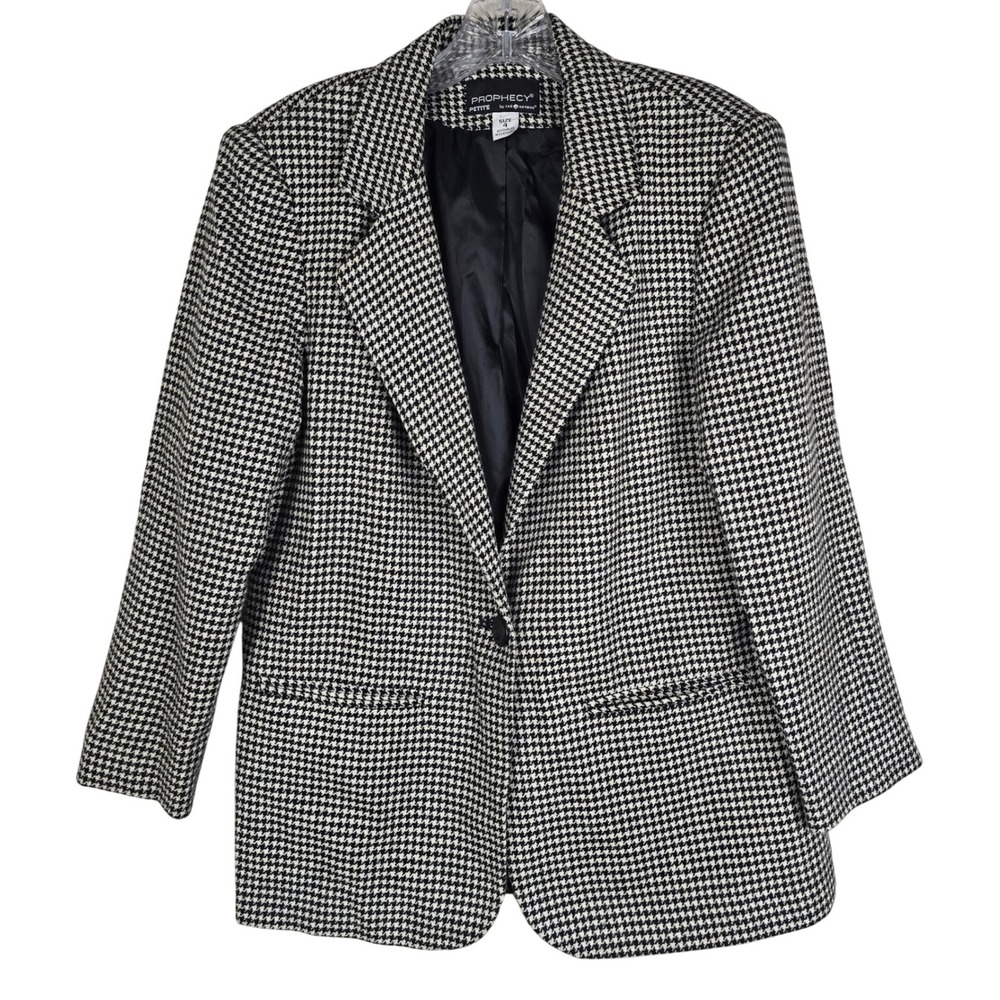 Vintage Prophecy‎ Petite by Sag Harbor Houndstooth Blazer - Size 4P